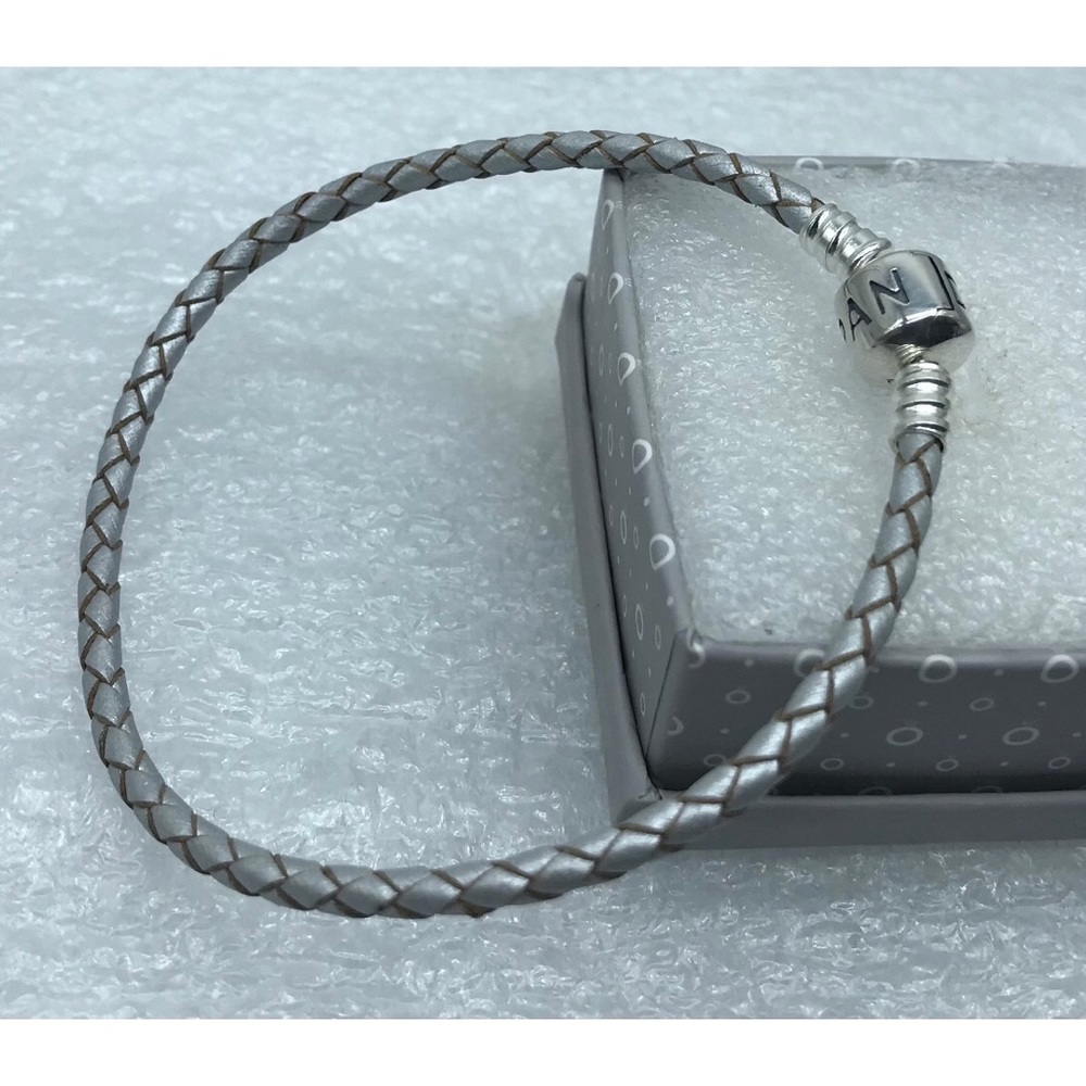 Pandora,” 18CM Single Pearl Braided Leather  Clasp  “ 18CM/7 Inches Bracelet
